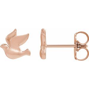 14K Rose Holy Spirit Dove Left Earring