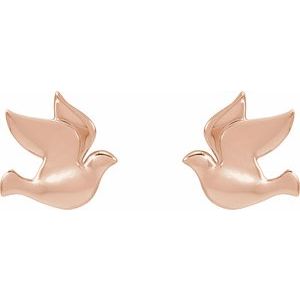 14K Rose Holy Spirit Dove Left Earring