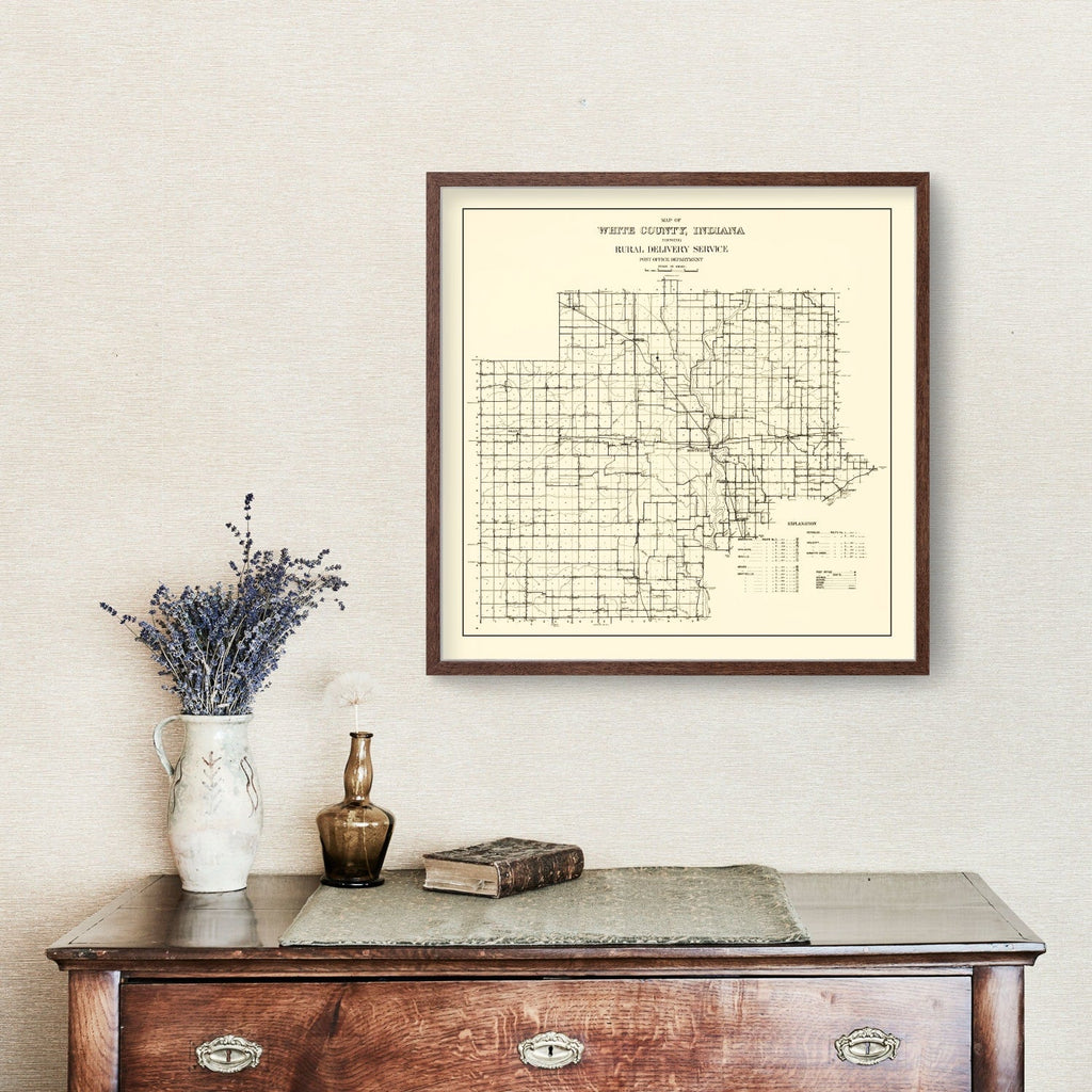 Vintage Map of White County, Indiana 1909