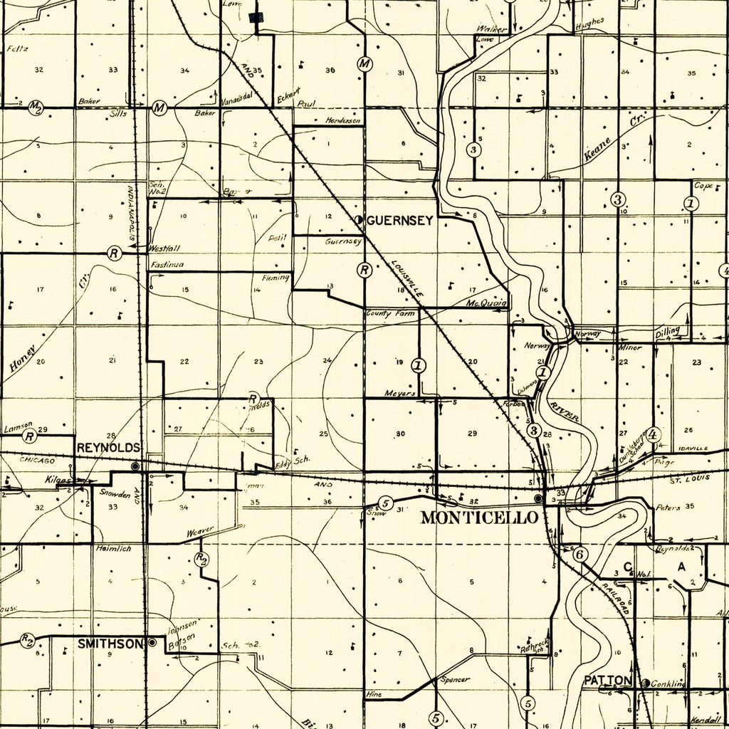 Vintage Map of White County, Indiana 1909