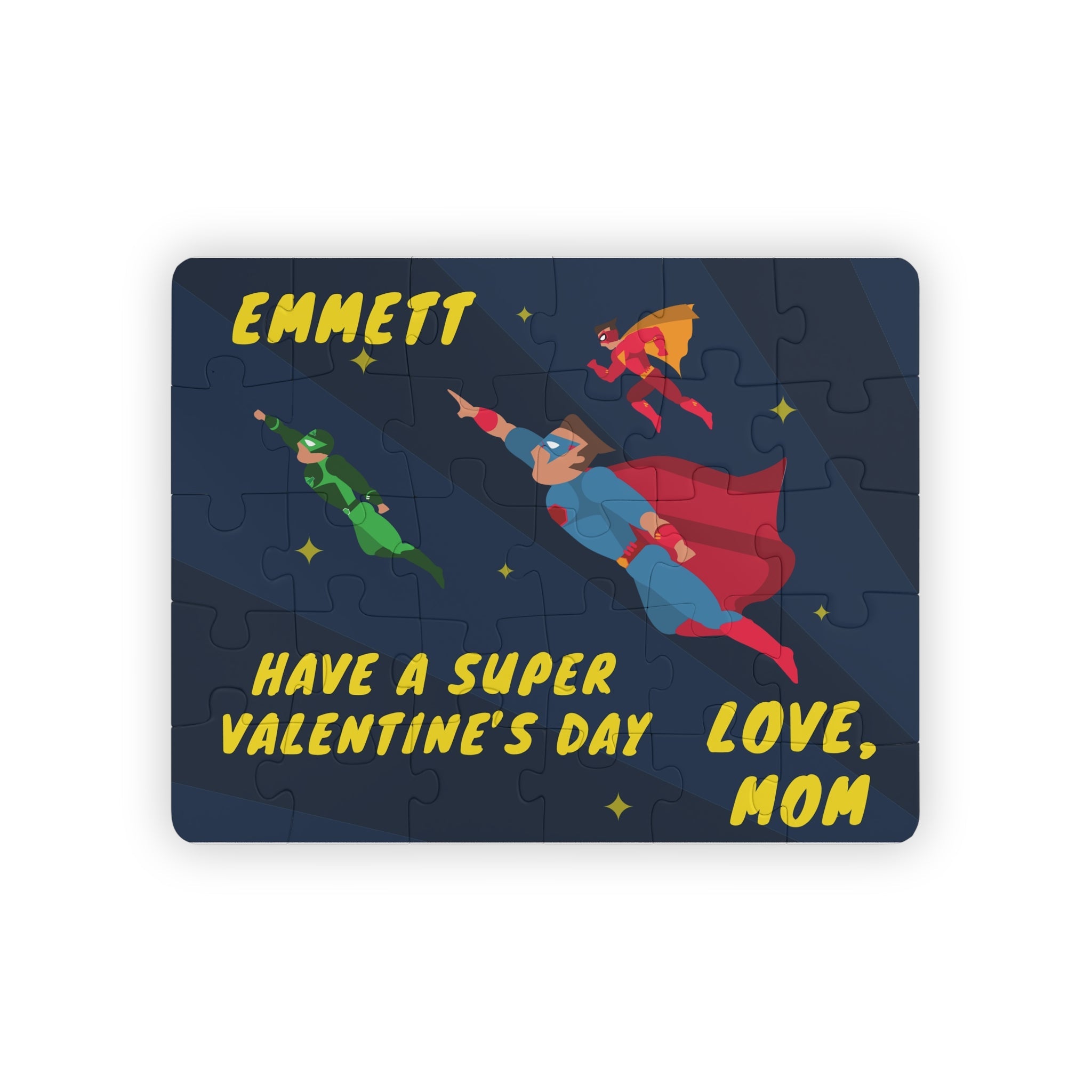 Personalized Kid's 30-Piece Valentine's Day Puzzle - "Have a Super Valentine's Day" Super Hero Theme