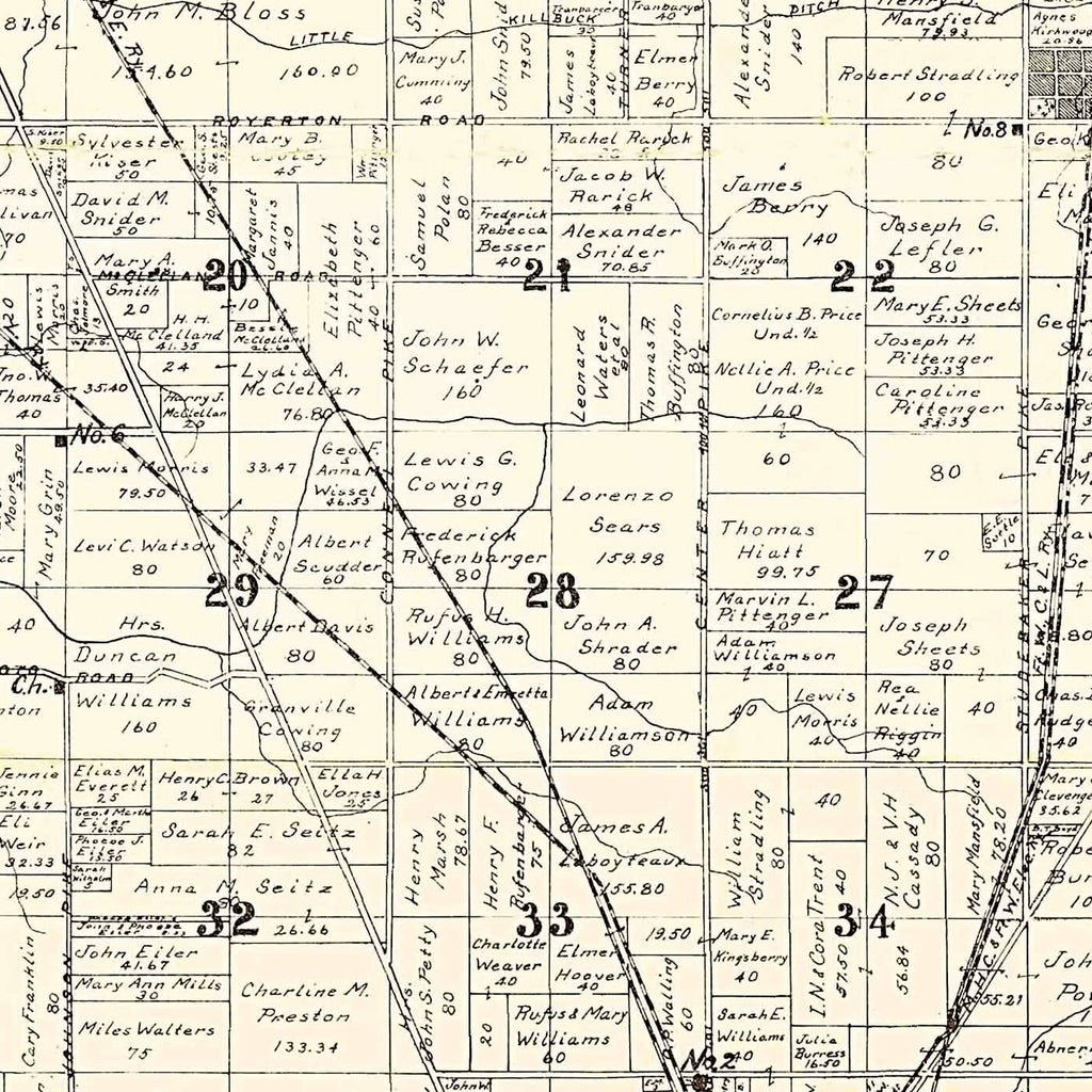 Vintage Map of Delaware County, Indiana 1904