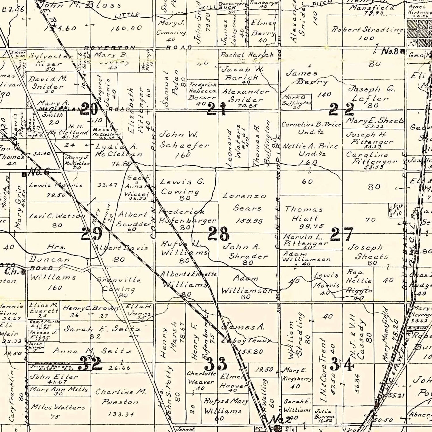 Vintage Map of Delaware County, Indiana 1904
