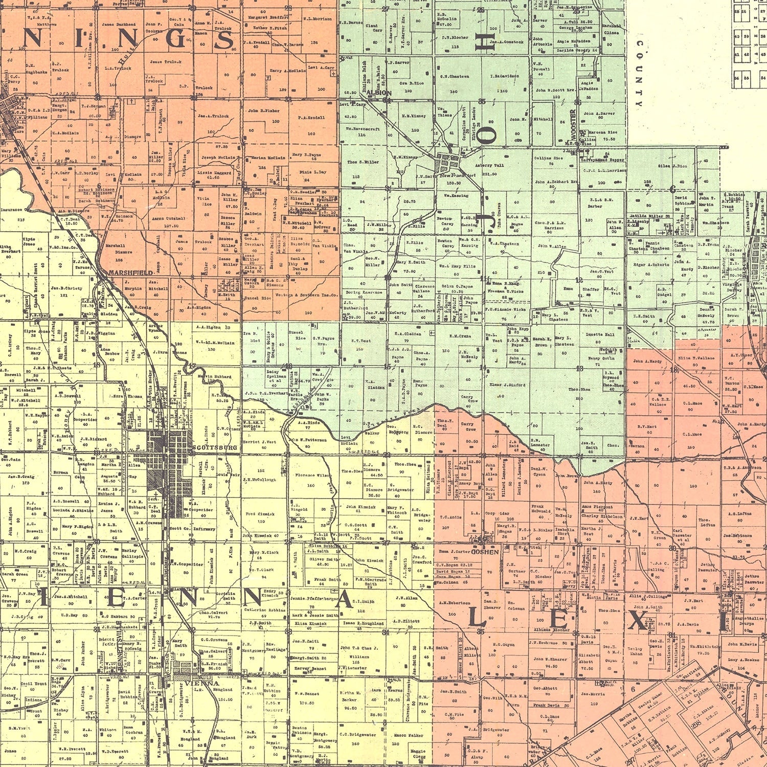 Vintage Map of Scott County, Indiana 1906