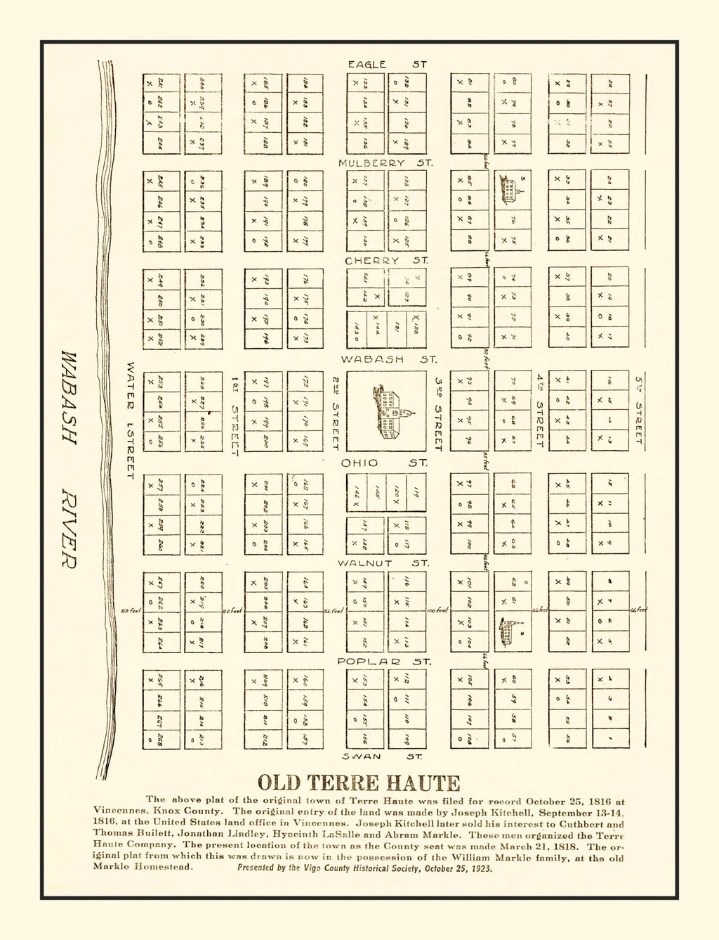 Vintage Map of Terre Haute, Indiana 1923