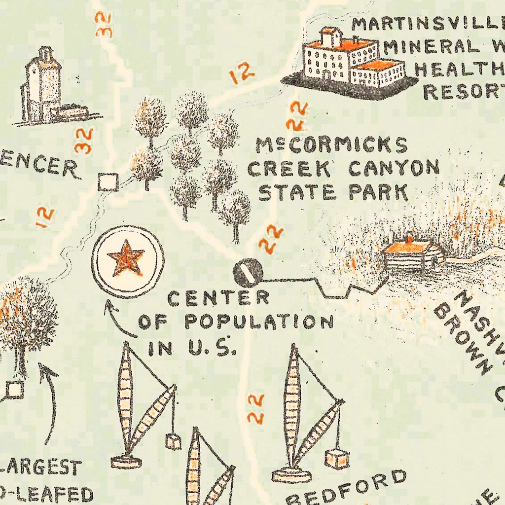 Vintage Map of Indiana 1923