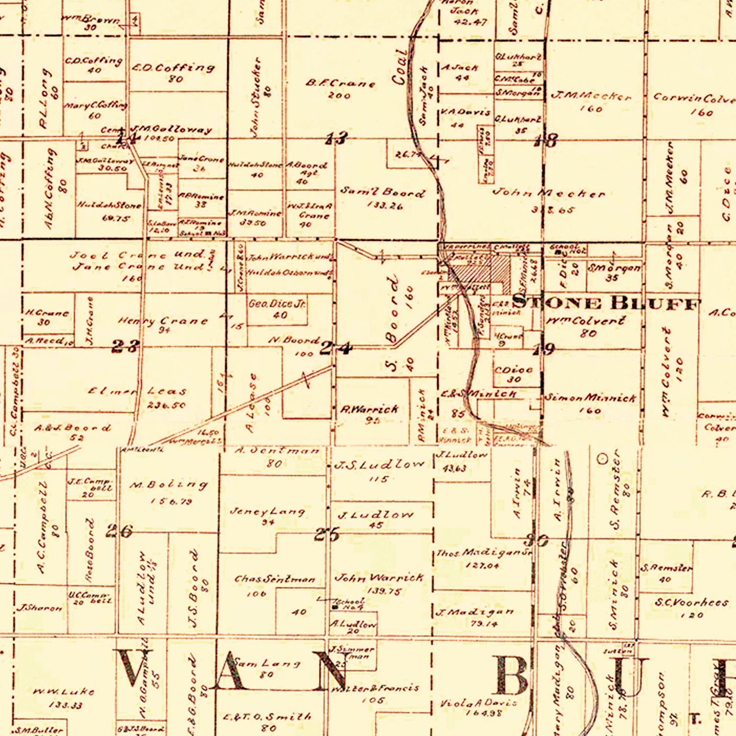 Vintage Map of Fountain County, Indiana 1897