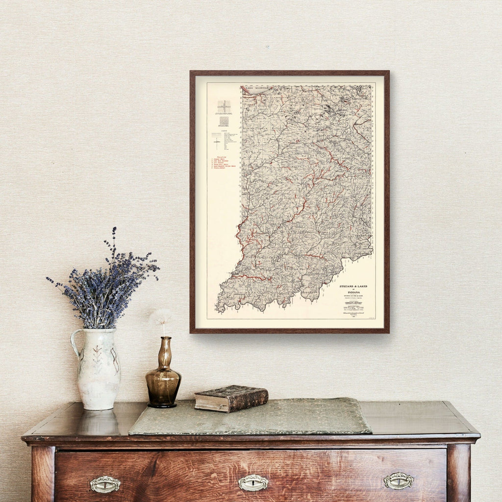Vintage Map of Indiana 1933