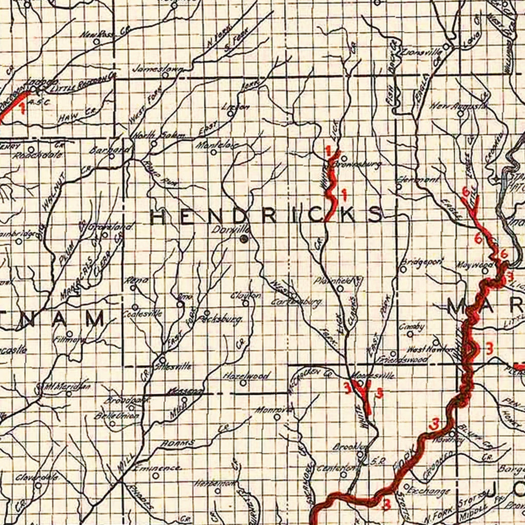 Vintage Map of Indiana 1933