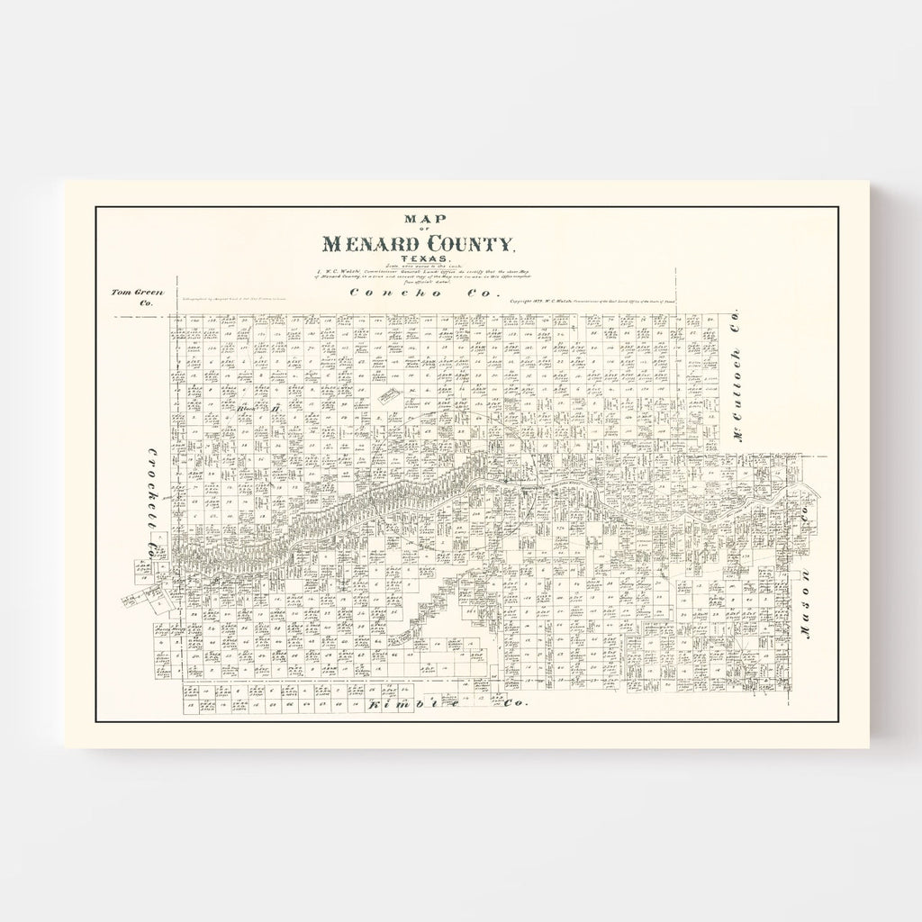 Vintage Map of Menard County, Texas 1879