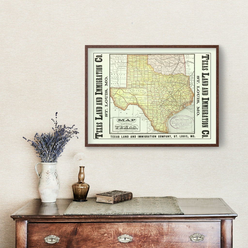 Vintage Map of Texas 1876