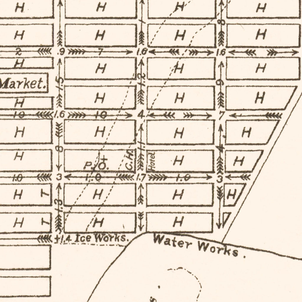 Vintage Map of Brownsville, Texas 1878