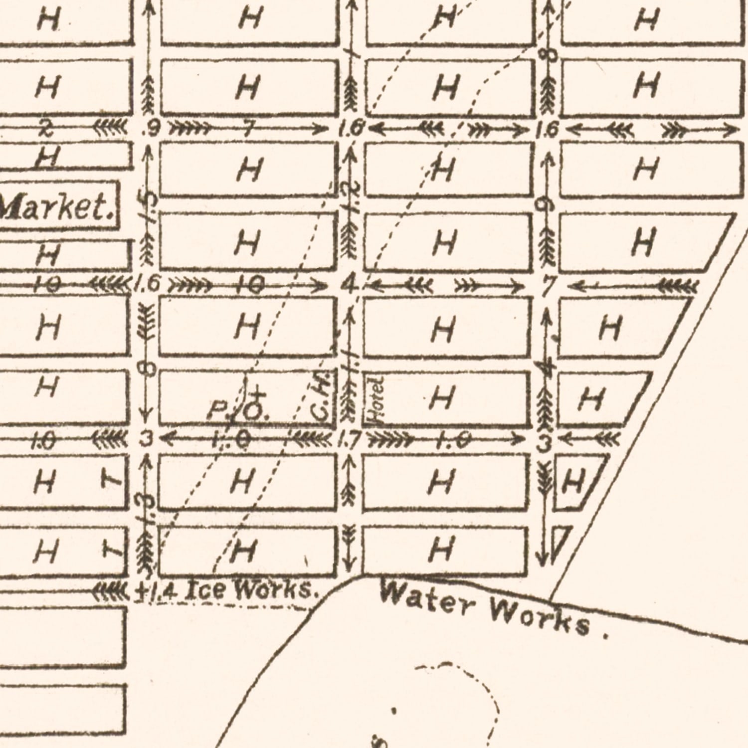 Vintage Map of Brownsville, Texas 1878
