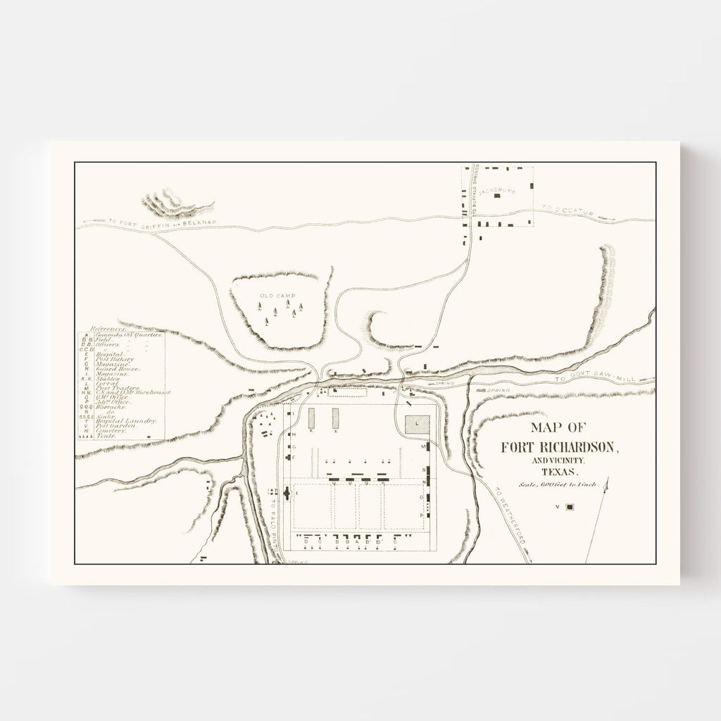 Vintage Map of Fort Richardson, Texas 1870