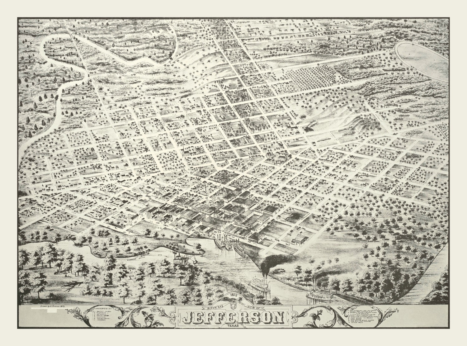 Vintage Map of Jefferson, Oklahoma 1872