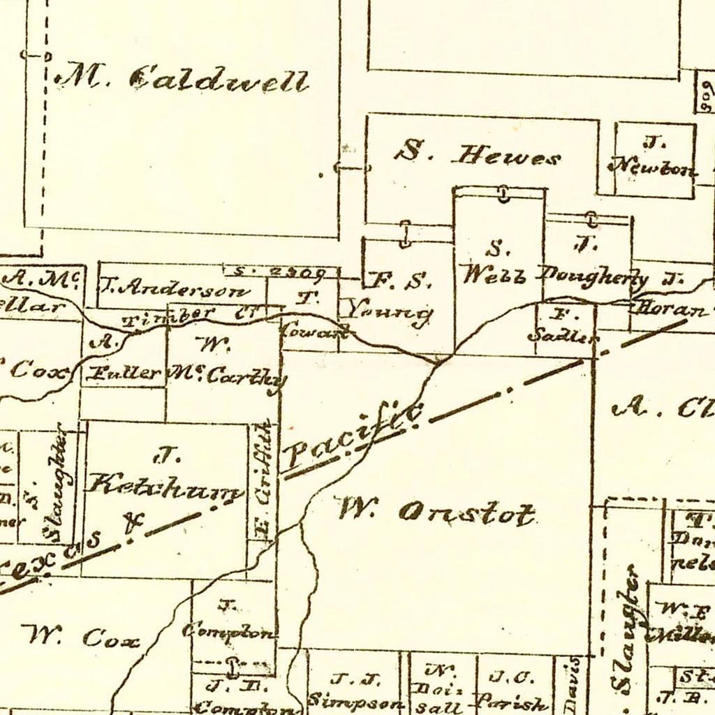 Vintage Map of Fannin County, Texas 1870