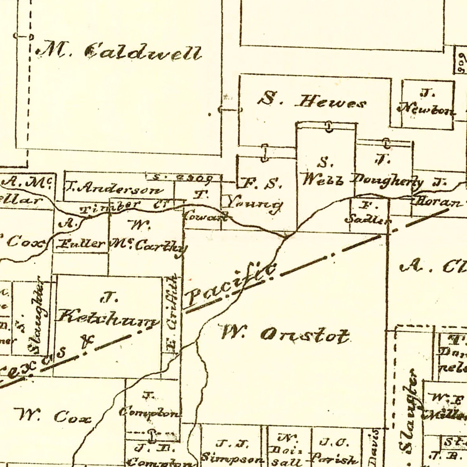 Vintage Map of Fannin County, Texas 1870