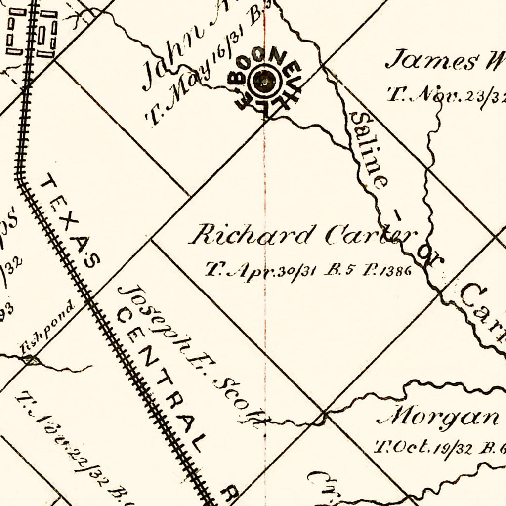 Vintage Map of Brazos County, Texas 1867
