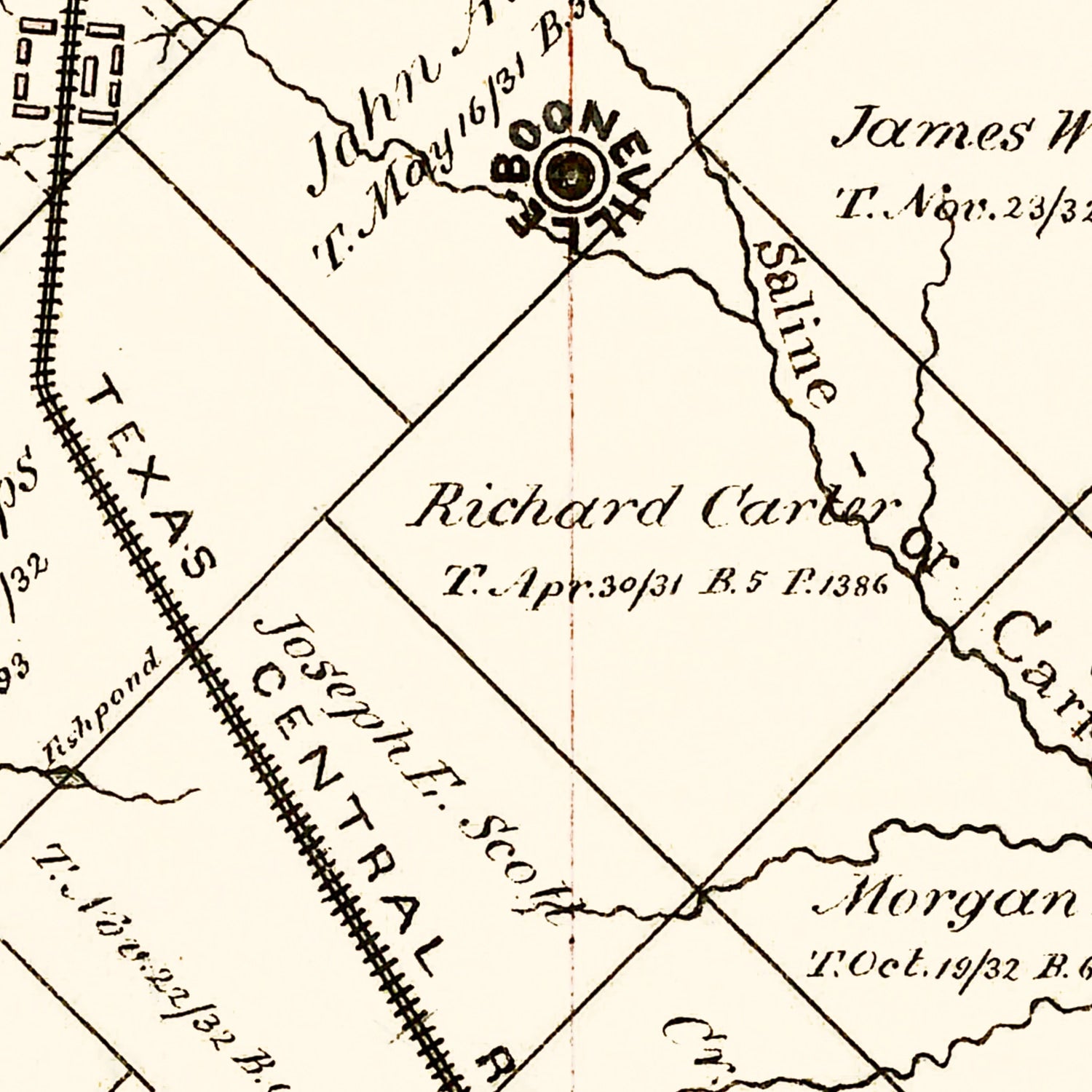 Vintage Map of Brazos County, Texas 1867