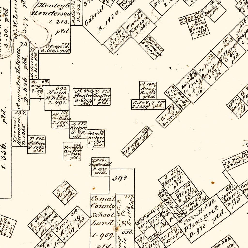 Vintage Map of Comal County, Texas 1862