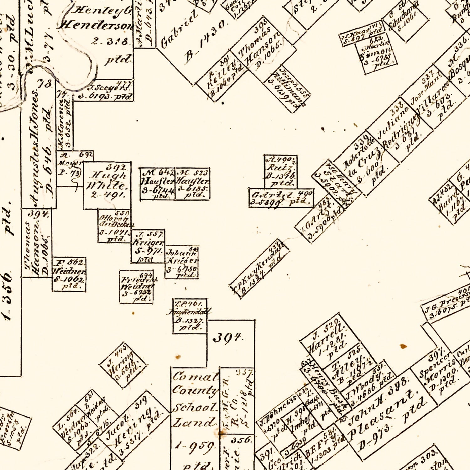 Vintage Map of Comal County, Texas 1862