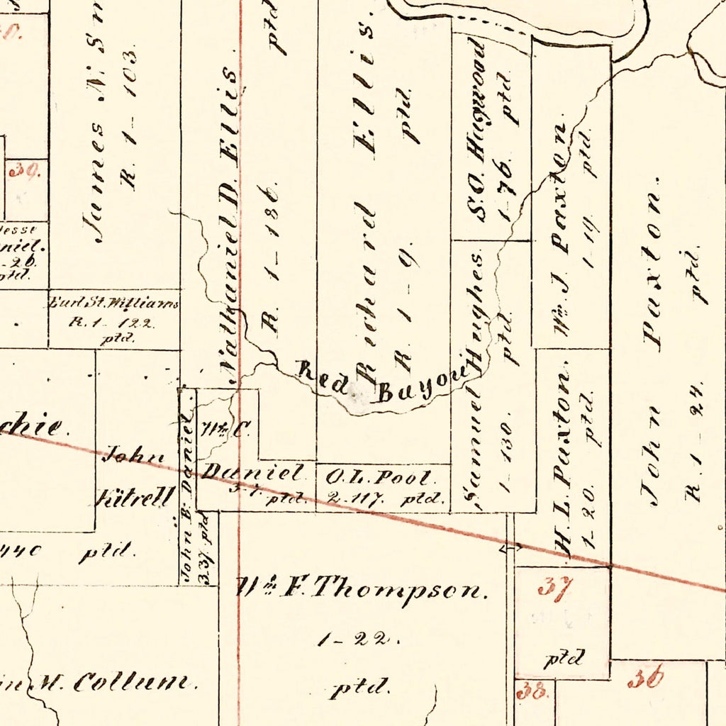Vintage Map of Bowie County, Texas 1860