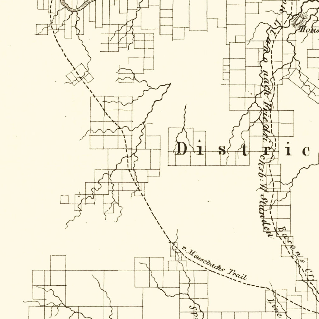 Vintage Map of Gillespie County, Texas 1850
