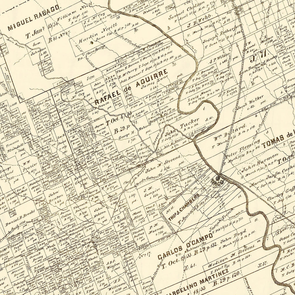 Vintage Map of McLennan County, Texas 1878