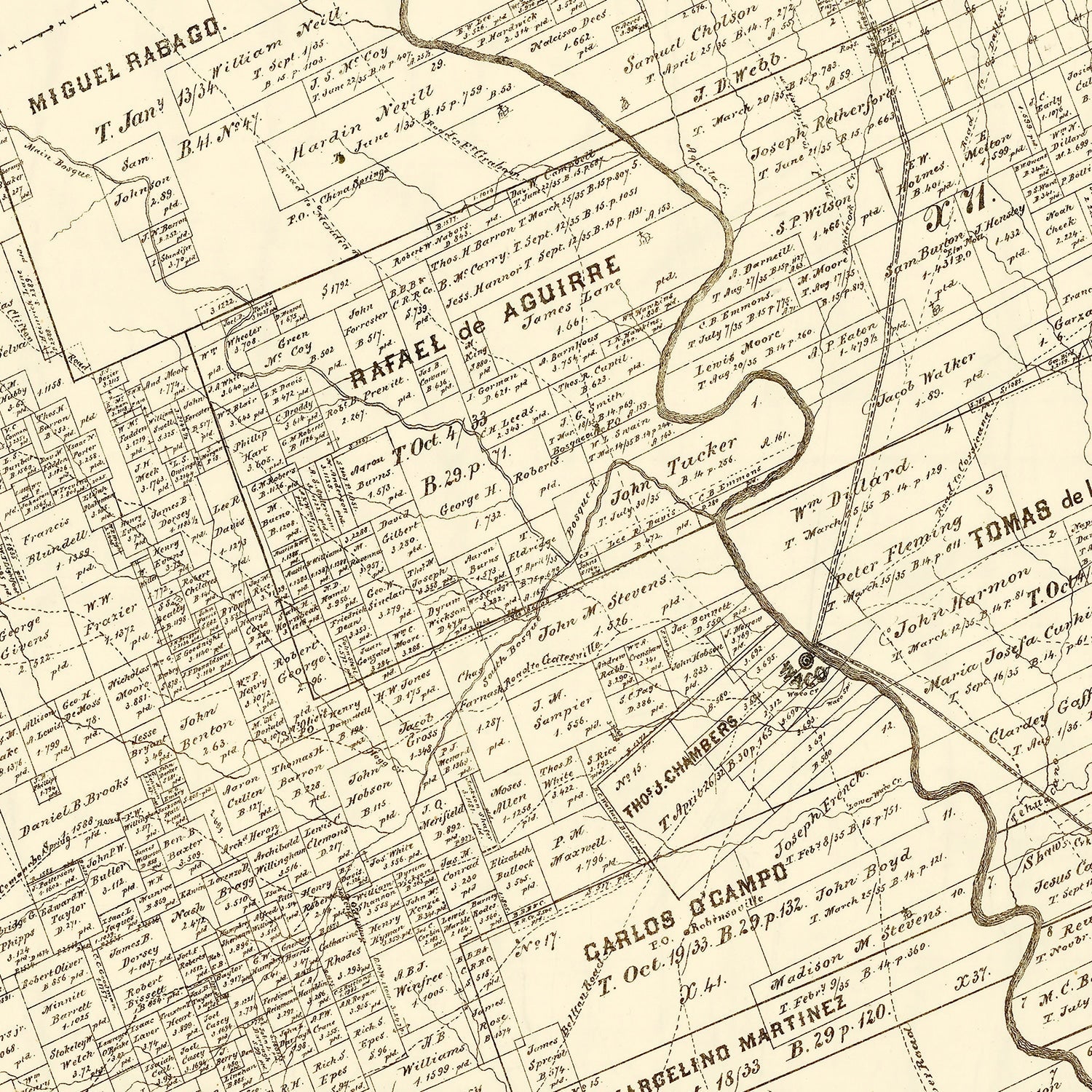 Vintage Map of McLennan County, Texas 1878