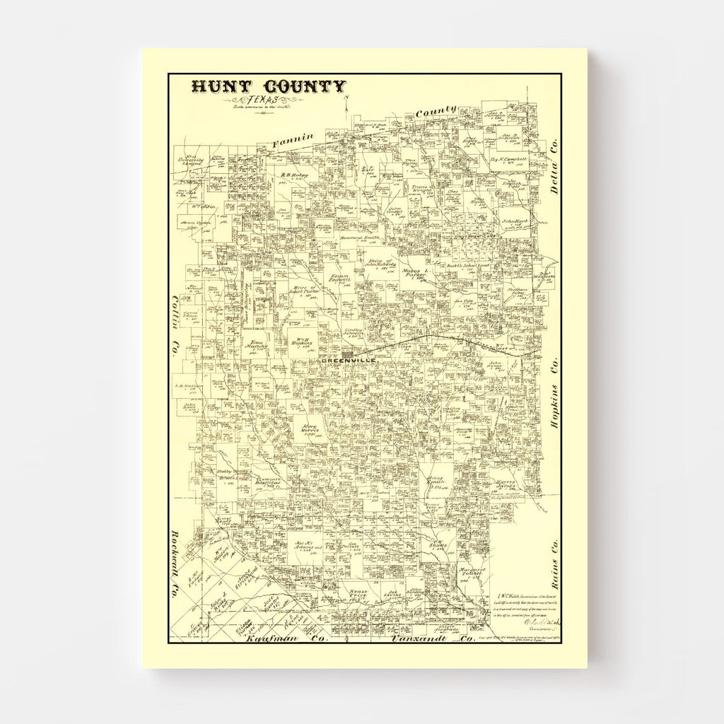 Vintage Map of Hunt County, Texas 1879