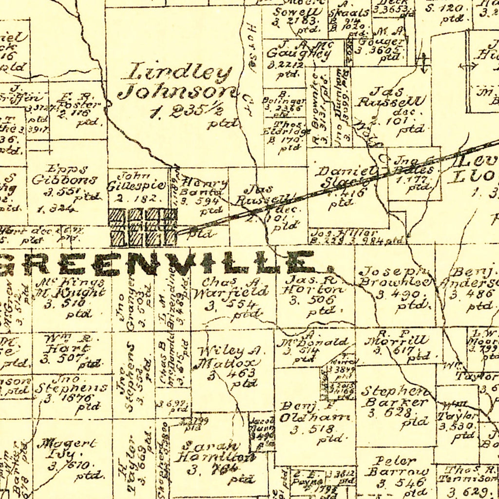 Vintage Map of Hunt County, Texas 1879
