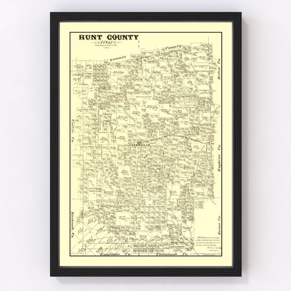 Vintage Map of Hunt County, Texas 1879