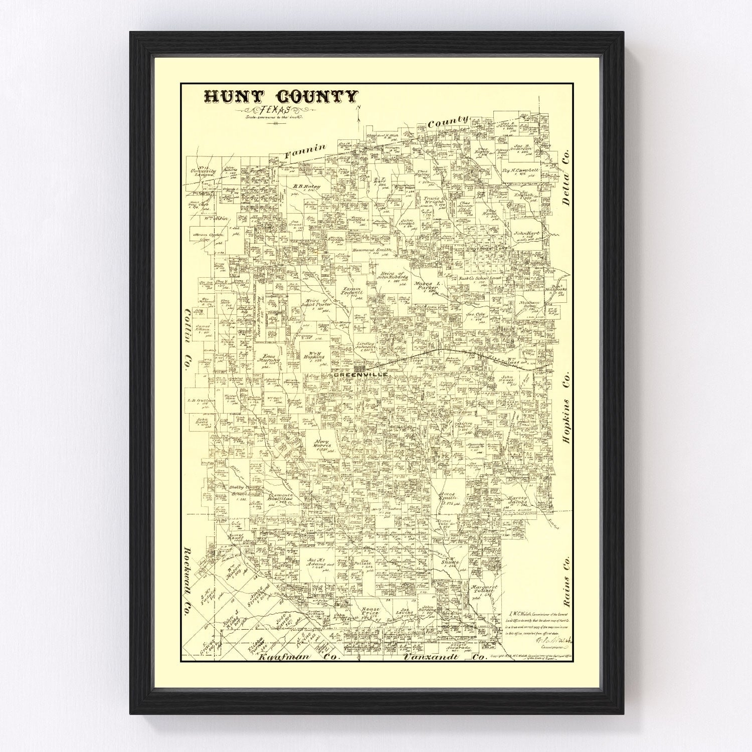 Vintage Map of Hunt County, Texas 1879