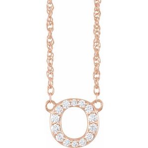 14K Rose Gold 1/10 CTW Natural Diamond Lowercase Initial O 16" Necklace