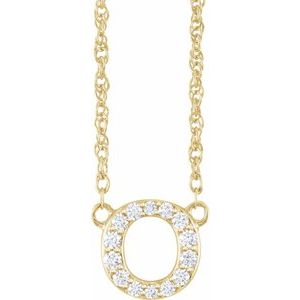 14K Yellow Gold 1/10 CTW Natural Diamond Lowercase Initial O 16" Necklace