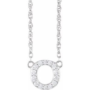 14K White Gold 1/10 CTW Natural Diamond Lowercase Initial O 16" Necklace