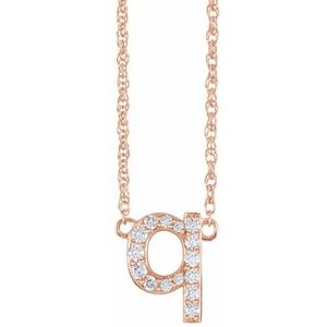 14K Rose Gold 1/8 CTW Natural Diamond Lowercase Initial Q 16" Necklace