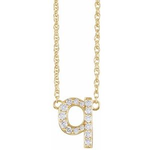 14K Yellow Gold 1/8 CTW Natural Diamond Lowercase Initial Q 16" Necklace