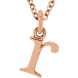 18K Rose Gold-Plated Sterling Silver Lowercase Initial r 16" Necklace