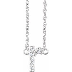 14K White Gold .07 CTW Natural Diamond Lowercase Initial R 16" Necklace
