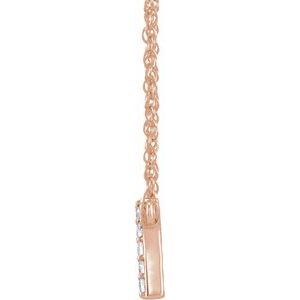 14K Rose Gold .07 CTW Natural Diamond Lowercase Initial R 16" Necklace