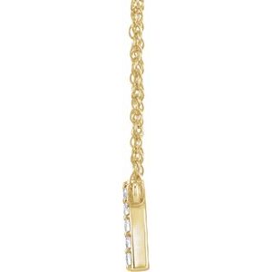 14K Yellow Gold .07 CTW Natural Diamond Lowercase Initial R 16" Necklace