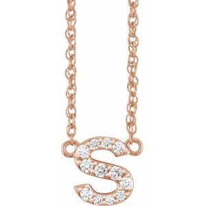 14K Rose Gold 1/10 CTW Natural Diamond Lowercase Initial S 16" Necklace