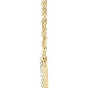 14K Yellow Gold 1/10 CTW Natural Diamond Lowercase Initial V 16" Necklace