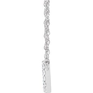 14K White Gold 1/10 CTW Natural Diamond Lowercase Initial V 16" Necklace