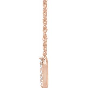 14K Rose Gold 1/8 CTW Natural Diamond Lowercase Initial W 16" Necklace