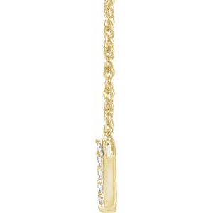 14K Yellow Gold 1/8 CTW Natural Diamond Lowercase Initial W 16" Necklace