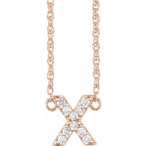 14K Rose Gold 1/10 CTW Natural Diamond Lowercase Initial X 16" Necklace