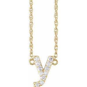 14K Yellow Gold 1/8 CTW Natural Diamond Lowercase Initial Y 16" Necklace