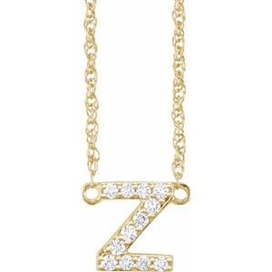 14K Yellow Gold 1/10 CTW Natural Diamond Lowercase Initial Z 16" Necklace